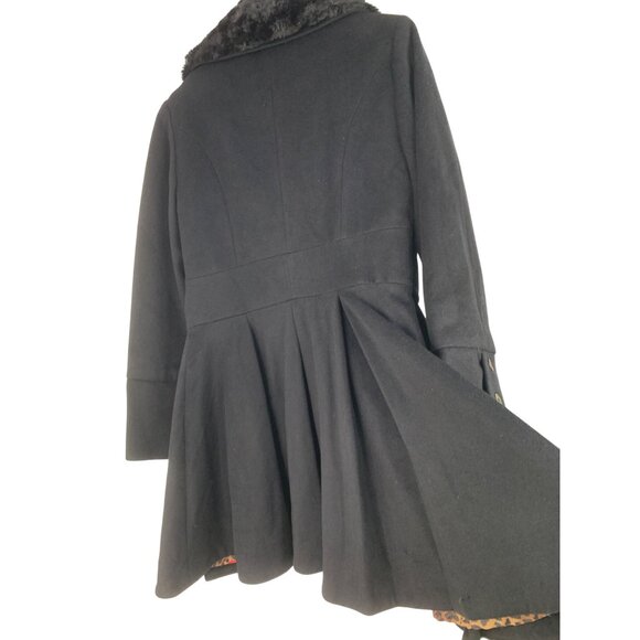 Rare Vintage Y2K Betsey Johnson 14 Black Wool Coat Flared Corset Size 14 RR10272 - Picture 2 of 16